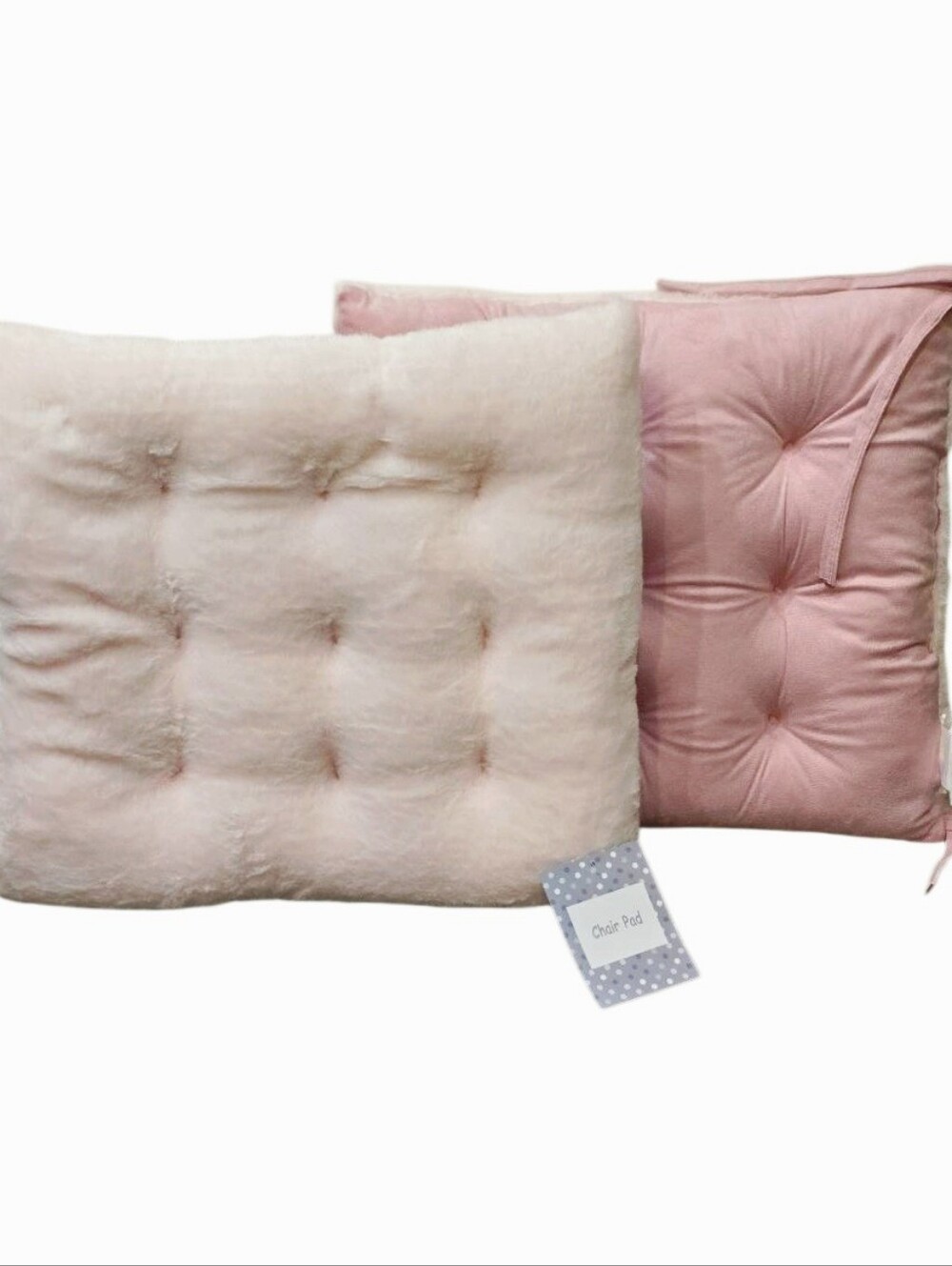At Home Plush Faux Fur Reversible Tie Chair Pad- Pink